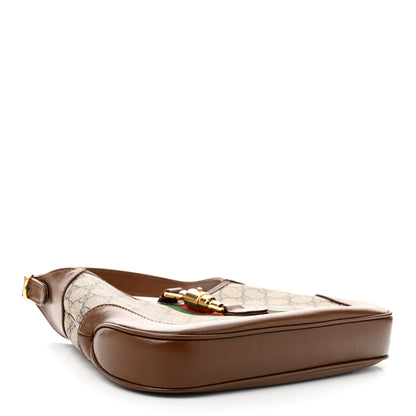Gucci GG Supreme Monogram Azalea Calfskin Web Small Jackie 1961 Hobo Beige Ebony Brown Sugar 4 of 10