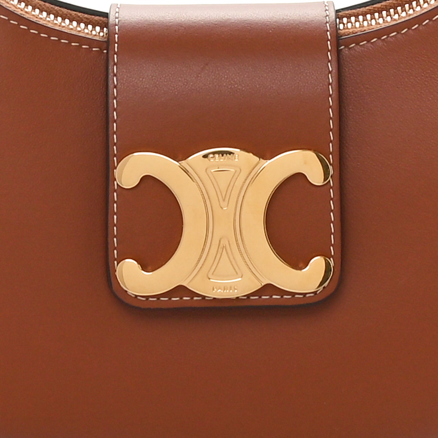 Smooth Calfskin Medium Strap Ava Triomphe Shoulder Bag Tan