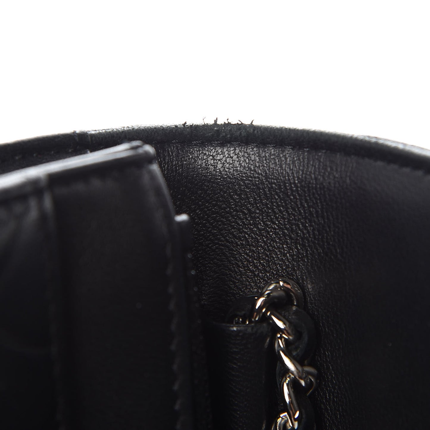 Lambskin Camellia Embossed Wallet On Chain WOC Black