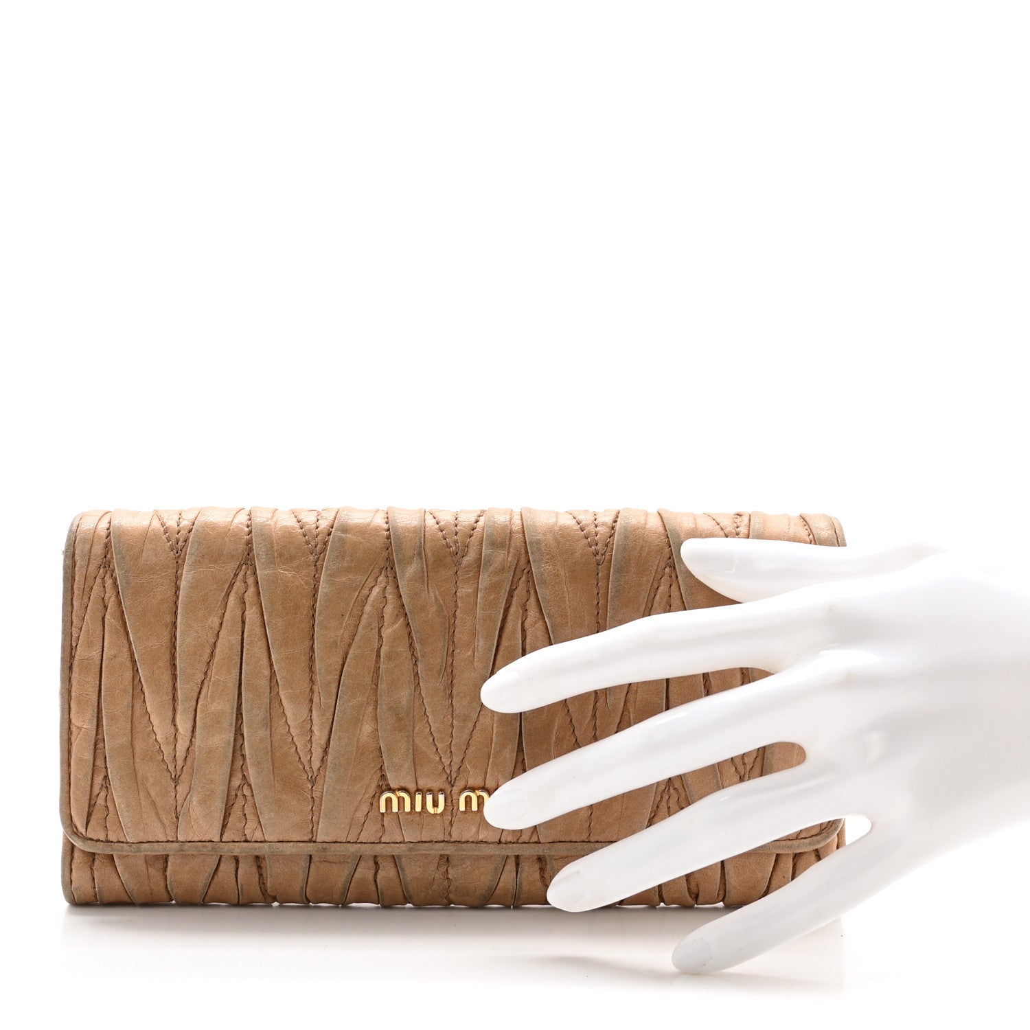 Miu Miu Nappa Matelasse Flap Wallet Pomice 2 of 6