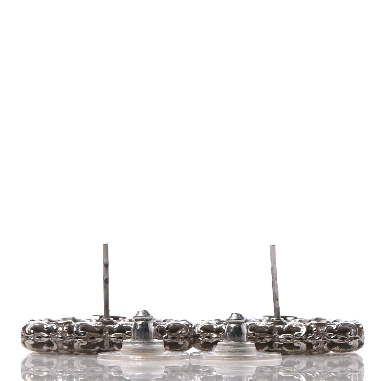 Textured CC Earrings Silver