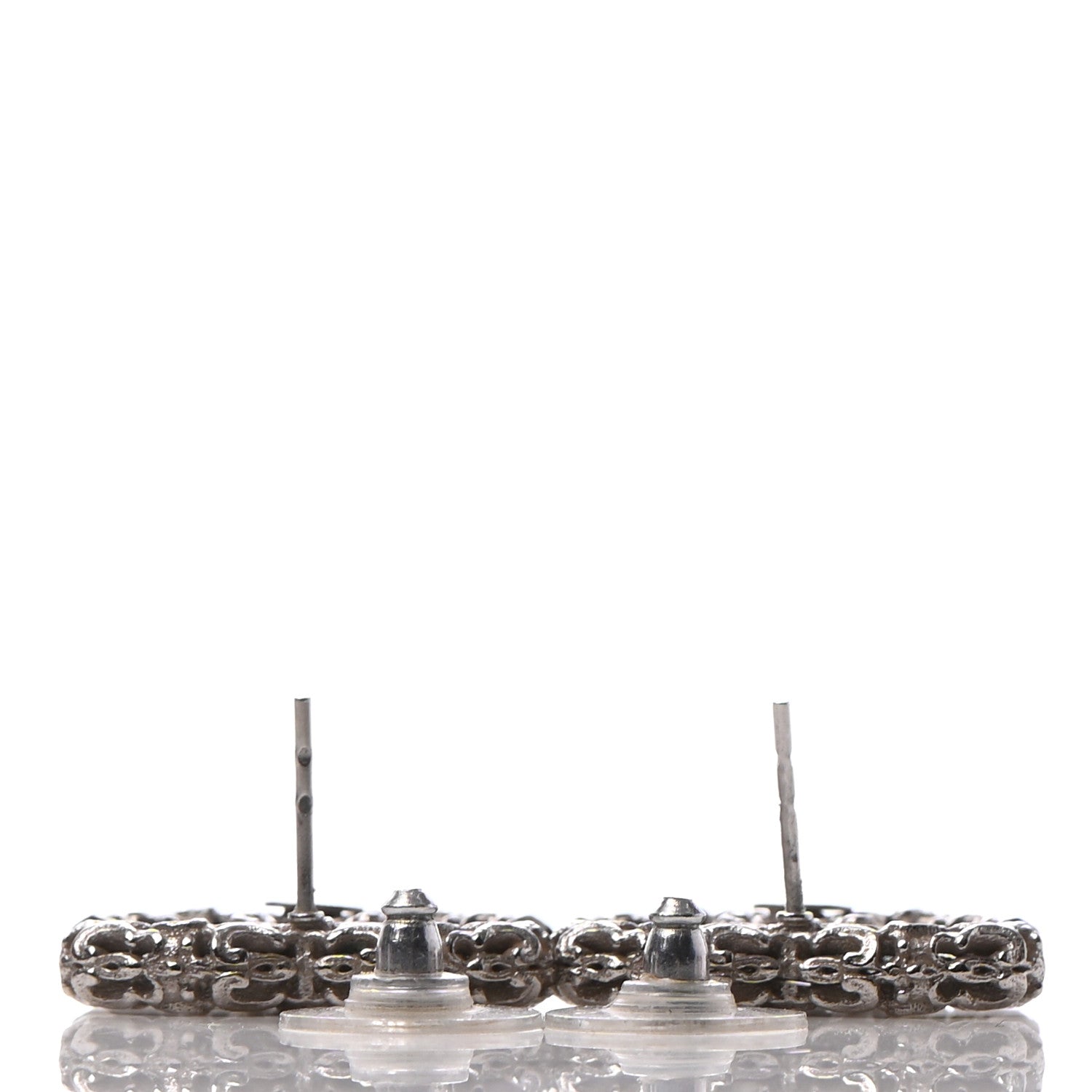Chanel Textured CC Earrings Silver 3 of 4