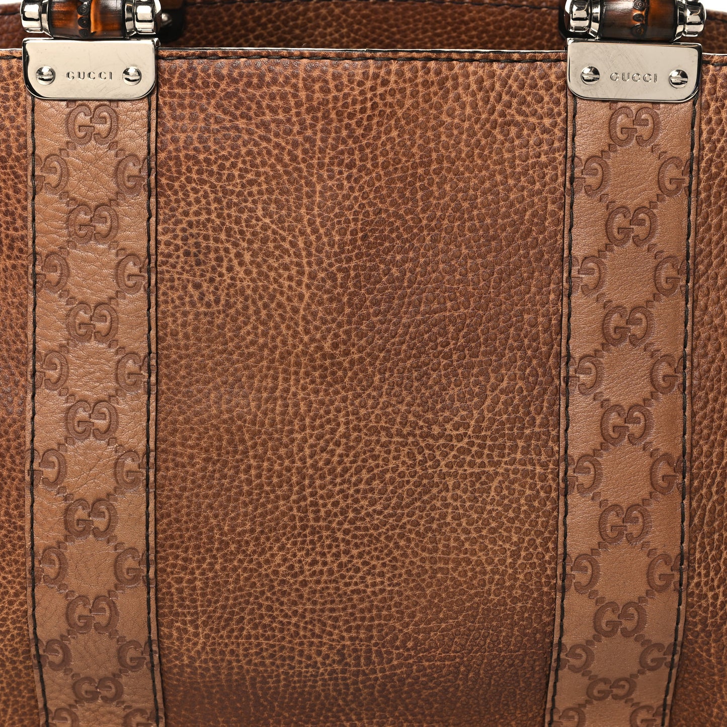 Calfskin Medium Bamboo Bar Tote Bag Brown