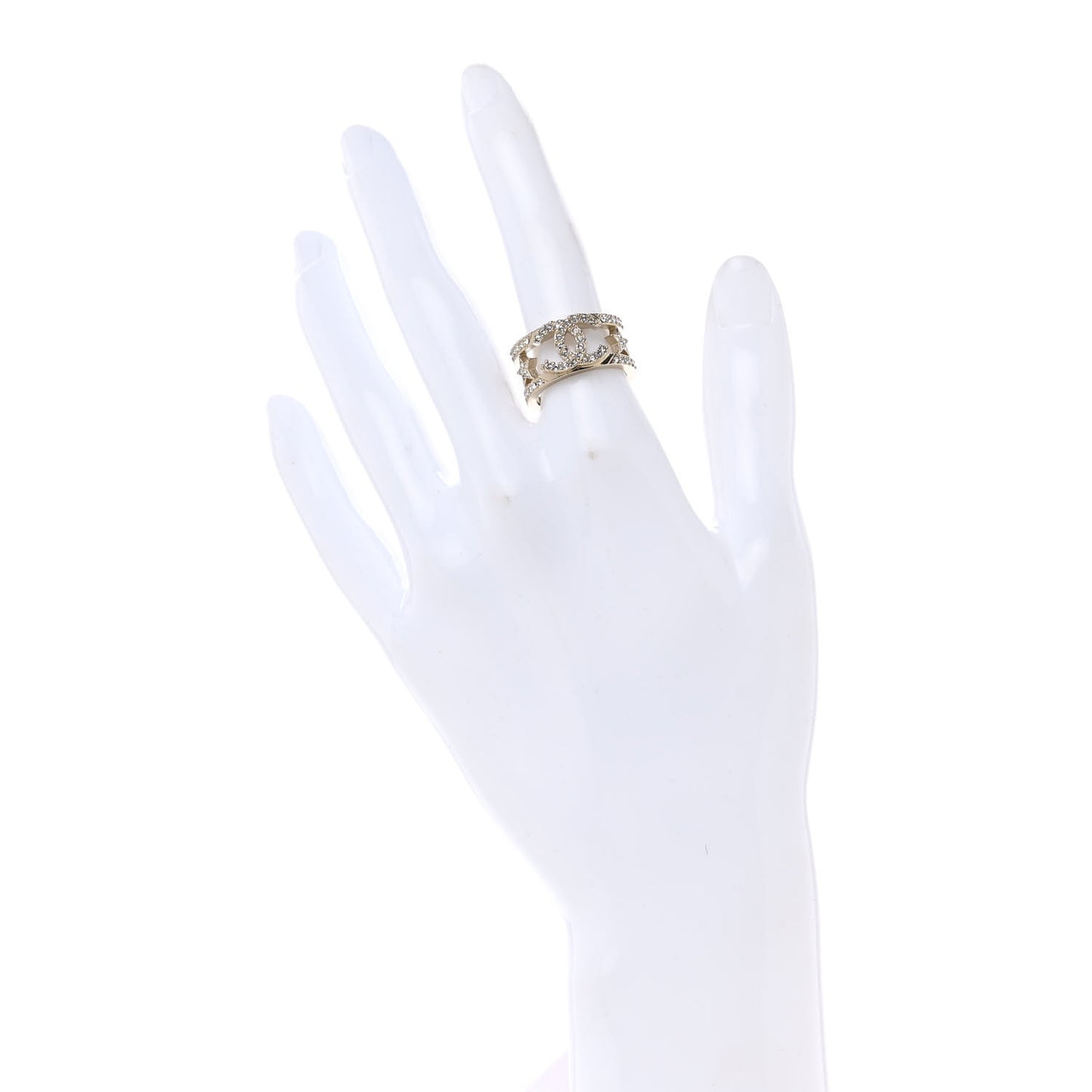 Metal Crystal CC Star Ring 52 6 Light Gold