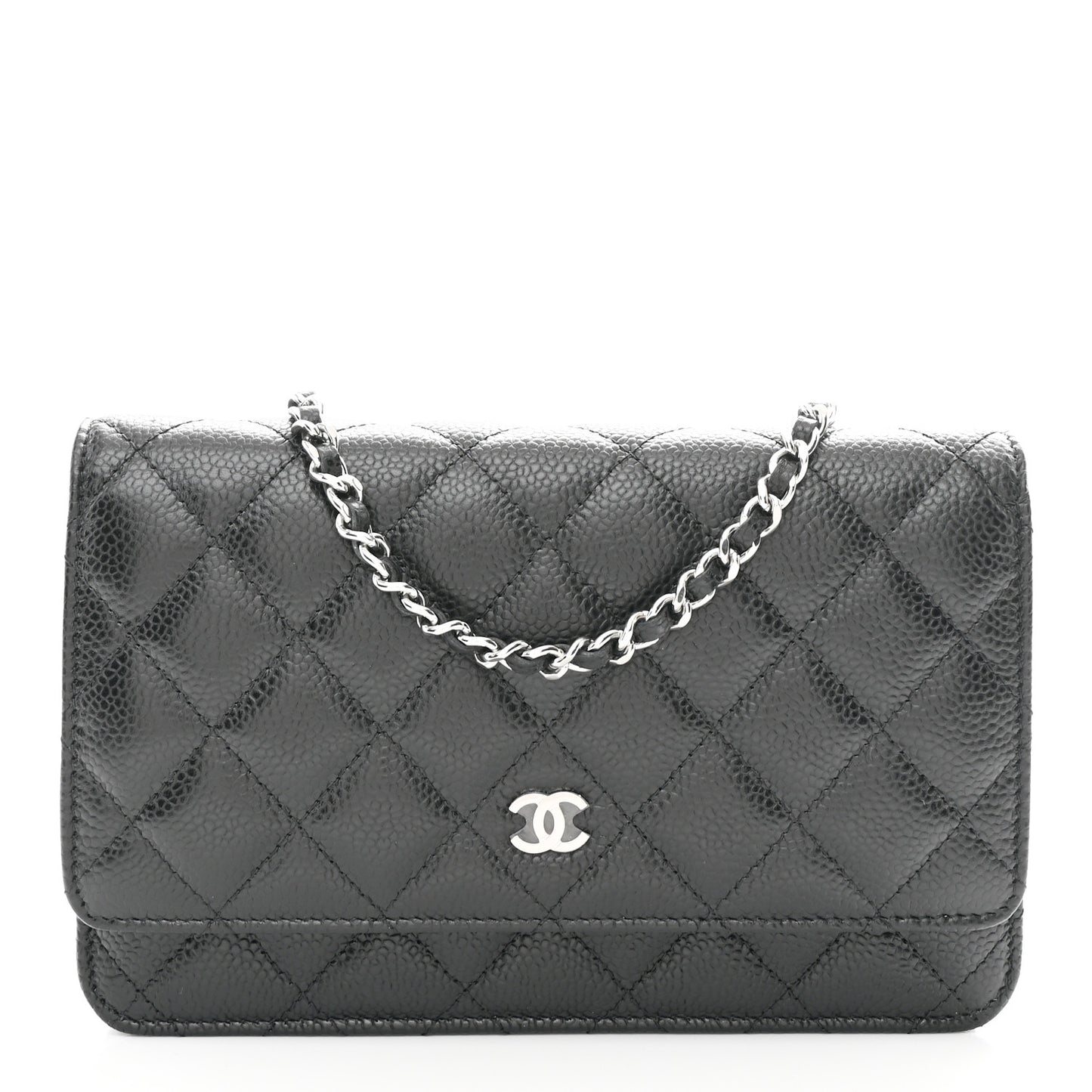 Caviar Quilted Wallet on Chain WOC Black