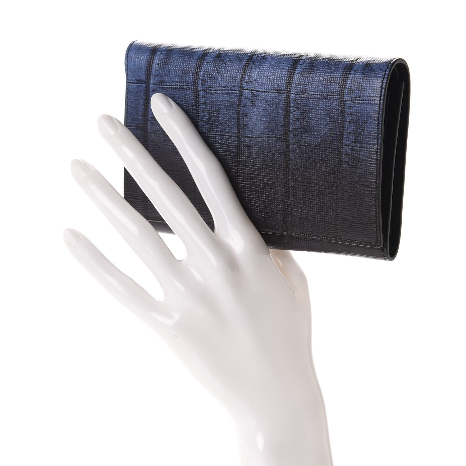 Fendi Vitello Elite Crocodile Print Compact Wallet Black Blue 2 of 8