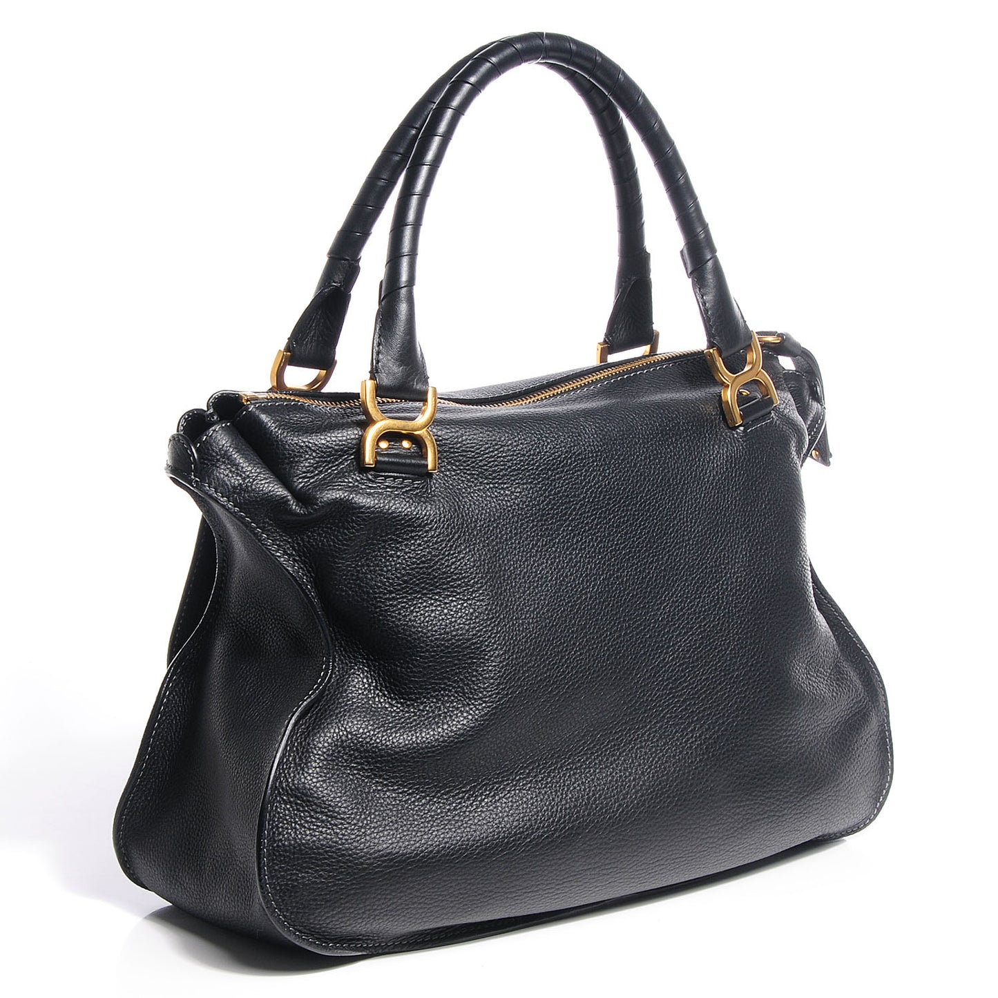 Calfskin Large Marcie Satchel Black
