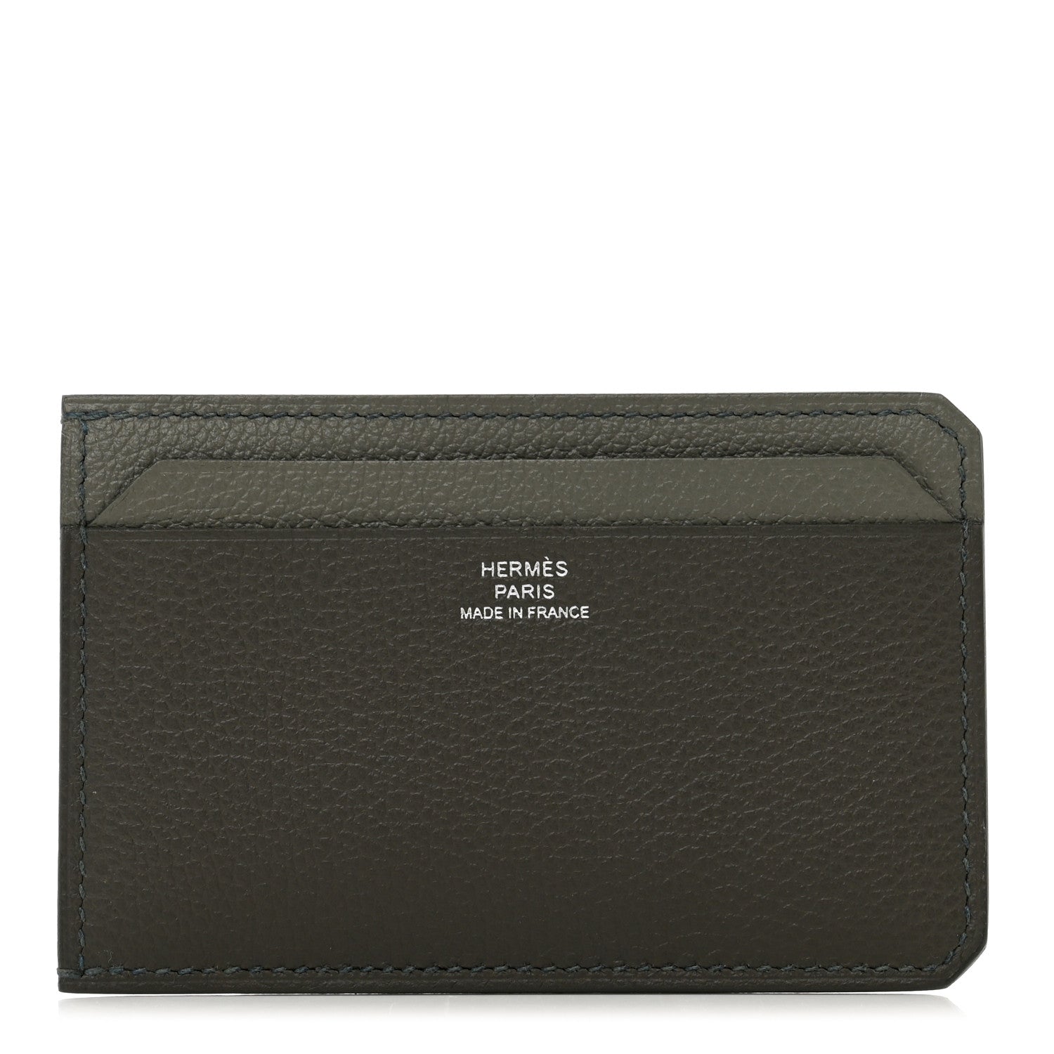 Hermes Evercolor Colorblock City 4CC Card Holder Vert De Gris Gris Meyer Vert Amande 1 of 7