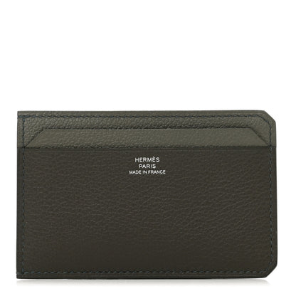 Hermes Evercolor Colorblock City 4CC Card Holder Vert De Gris Gris Meyer Vert Amande 1 of 7