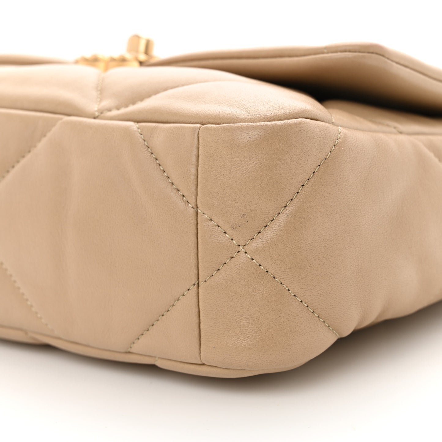Lambskin Quilted Medium Chanel 19 Flap Dark Beige