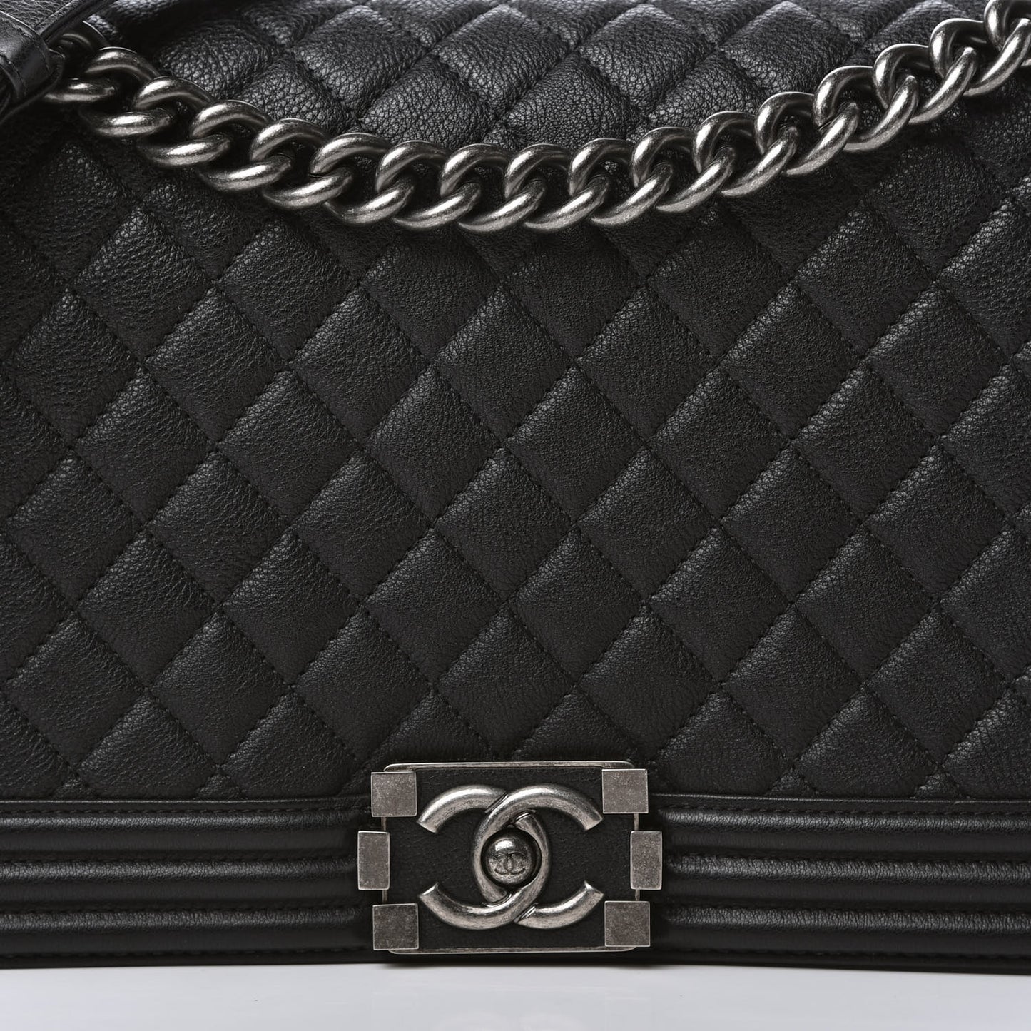 Grained Calfskin Quilted New Medium Boy Flap Black