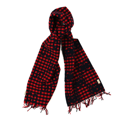 Gucci Wool Polyamide Monogram Jumbo GG Diamcheck Logo Scarf Red Blue 1 of 4