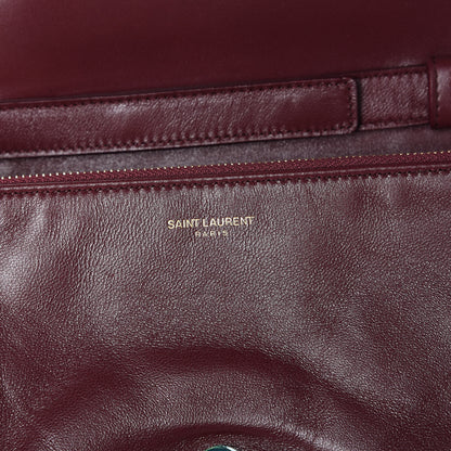 Saint Laurent Lambskin Diamond Quilted Angie Chain Bag Burgundy 9 of 13