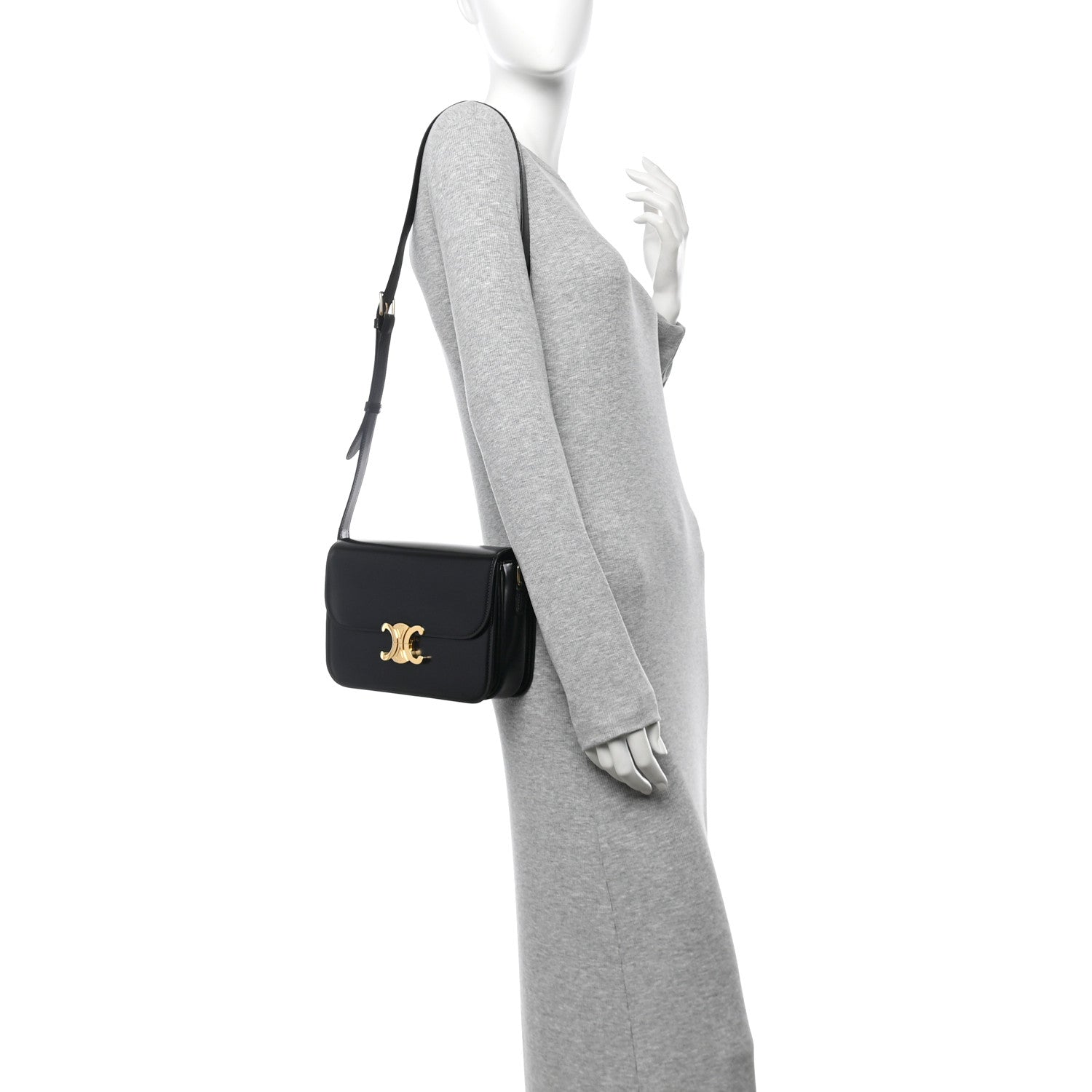 Celine Shiny Calfskin Medium Triomphe Black 2 of 11