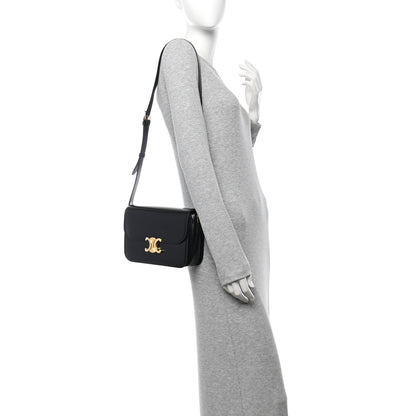 Celine Shiny Calfskin Medium Triomphe Black 2 of 11