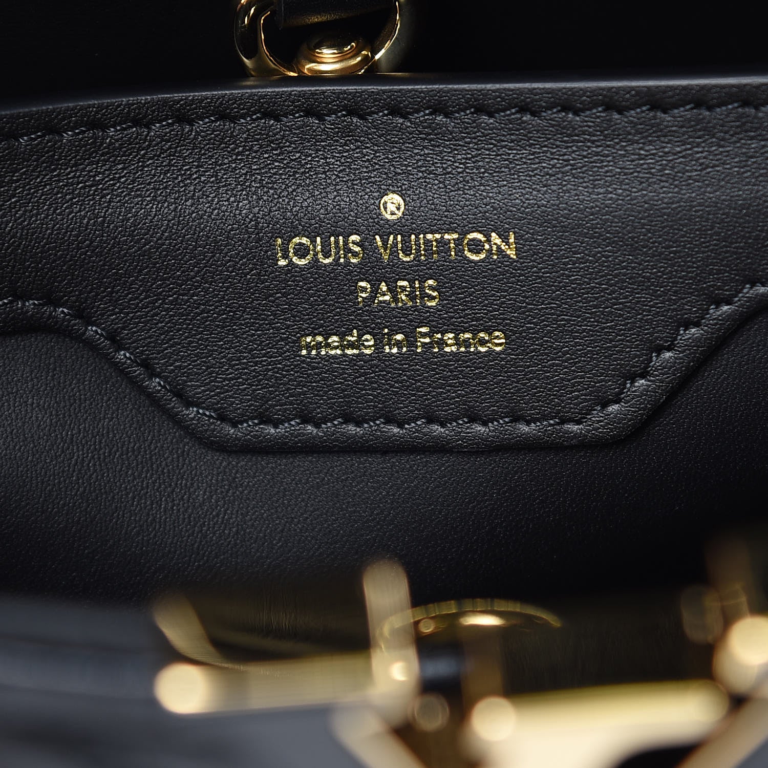 Louis Vuitton Lambskin Quilted Flower Capucines PM Black 6 of 11