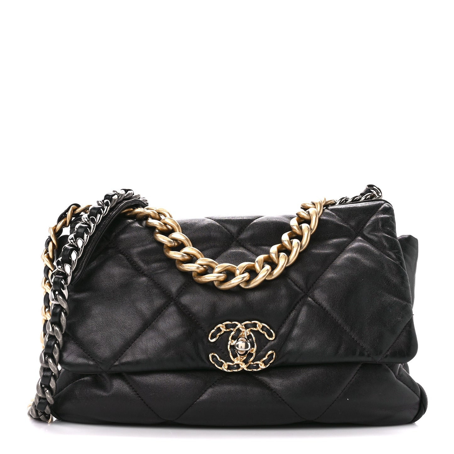 Lambskin Quilted Large Chanel 19 Flap Black