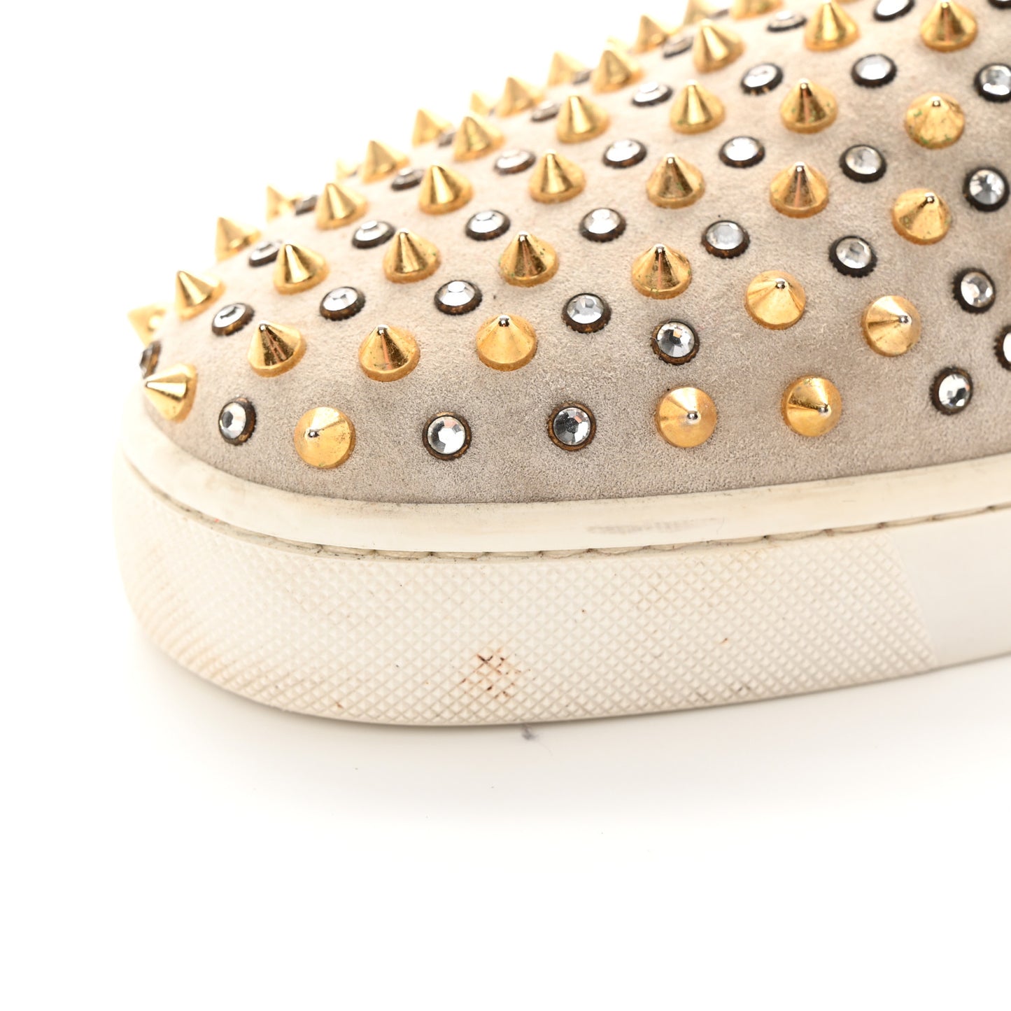 Veau Velours Spikes Womens Roller Boat Flat 44 Gold