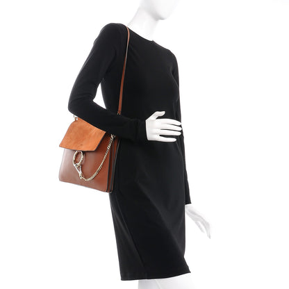 Chloe Suede Calfskin Medium Faye Shoulder Bag Tobacco 2 of 8