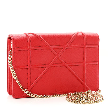 Christian Dior Grained Calfskin Diorama Wallet on Chain Pouch Rouge Vif 3 of 9