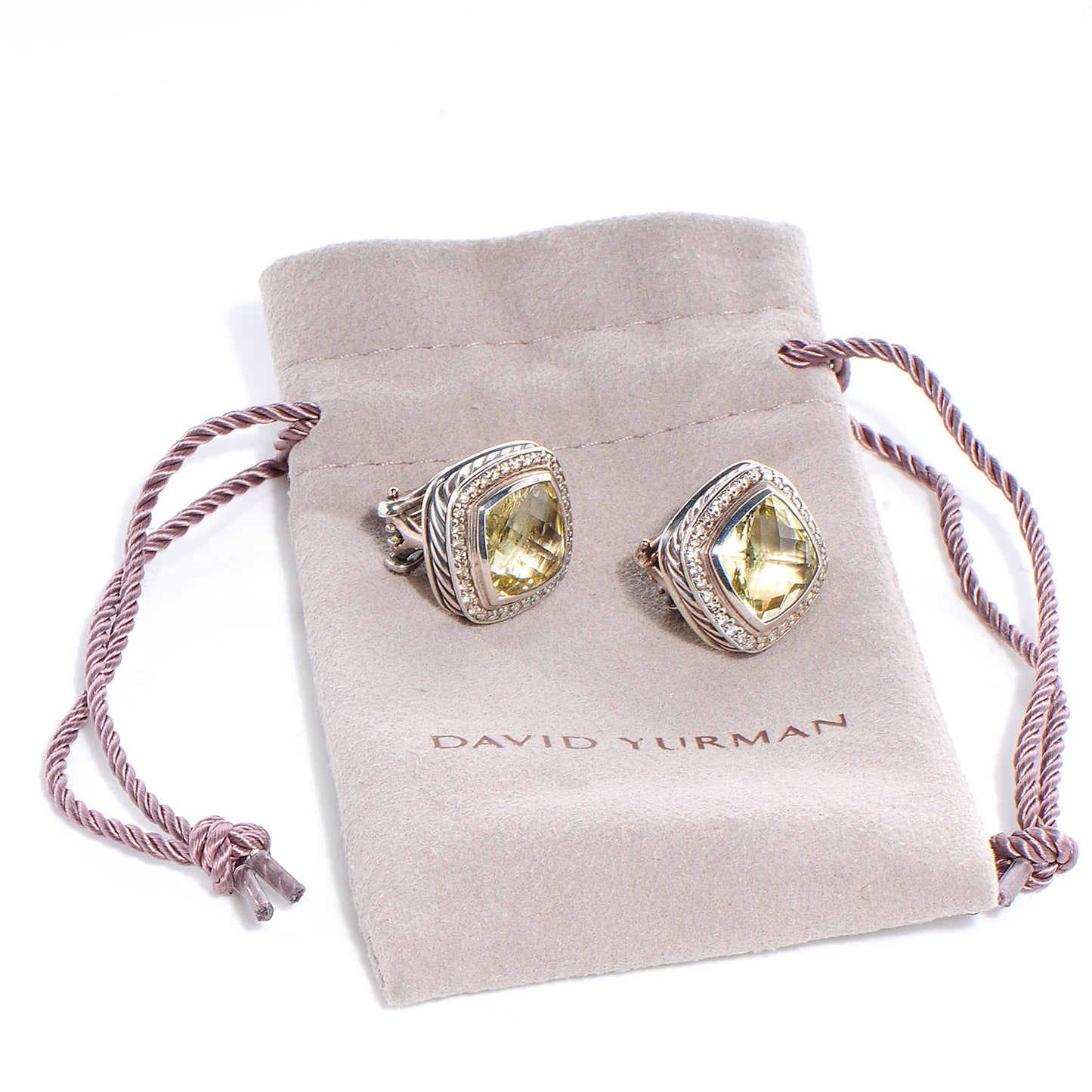 Sterling Silver Diamond Prasiolite 11mm Albion Earrings
