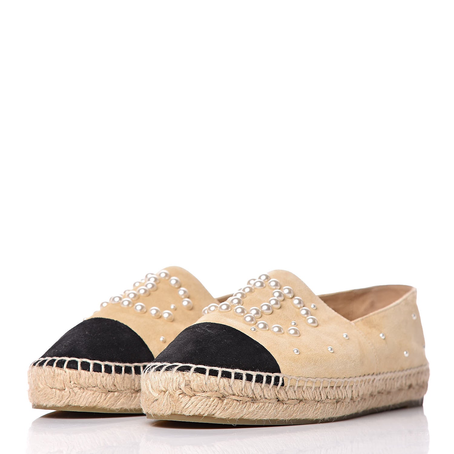 Chanel Suede Pearl CC Espadrilles 39 Beige 3 of 13