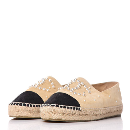 Chanel Suede Pearl CC Espadrilles 39 Beige 3 of 13