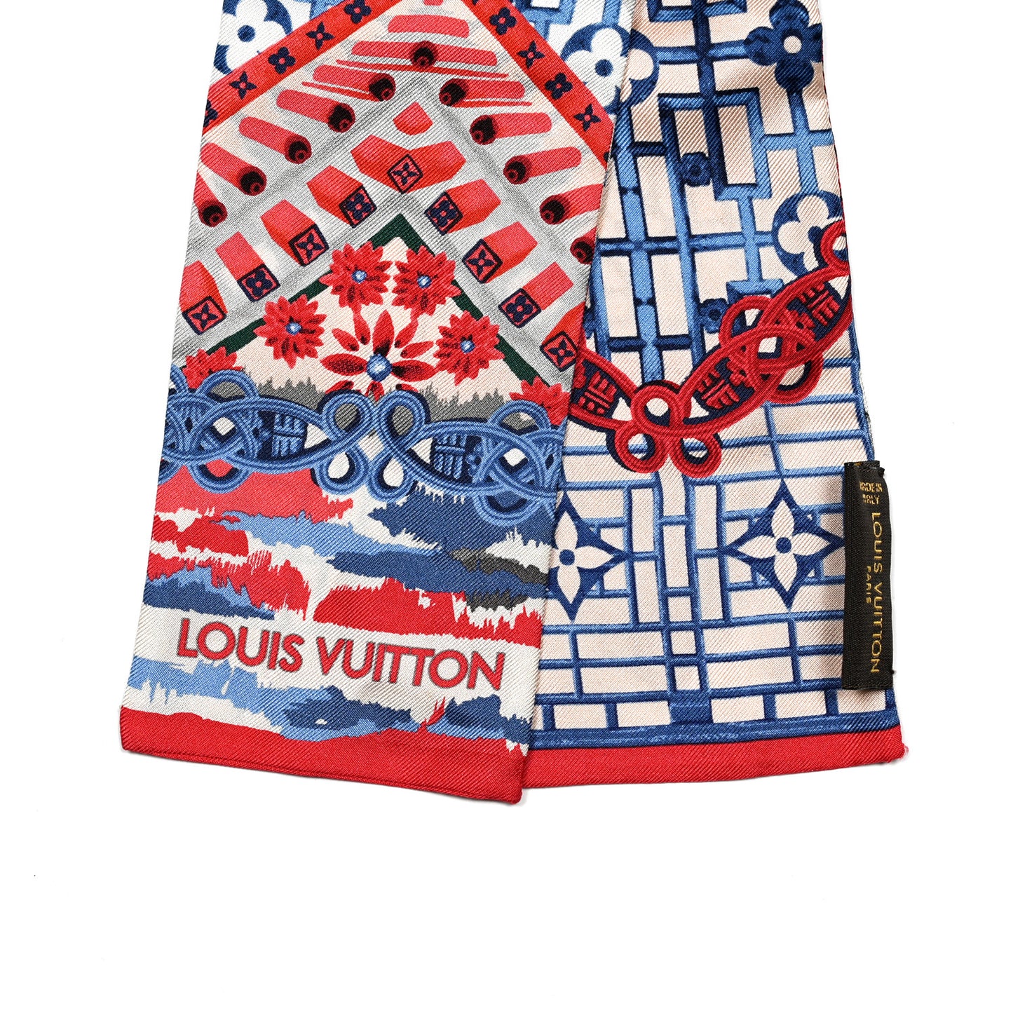 Silk Bandeau Scarf Blue Red