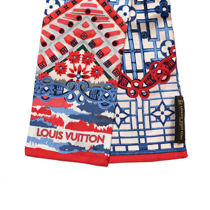 Louis Vuitton Silk Bandeau Scarf Blue Red 2 of 3