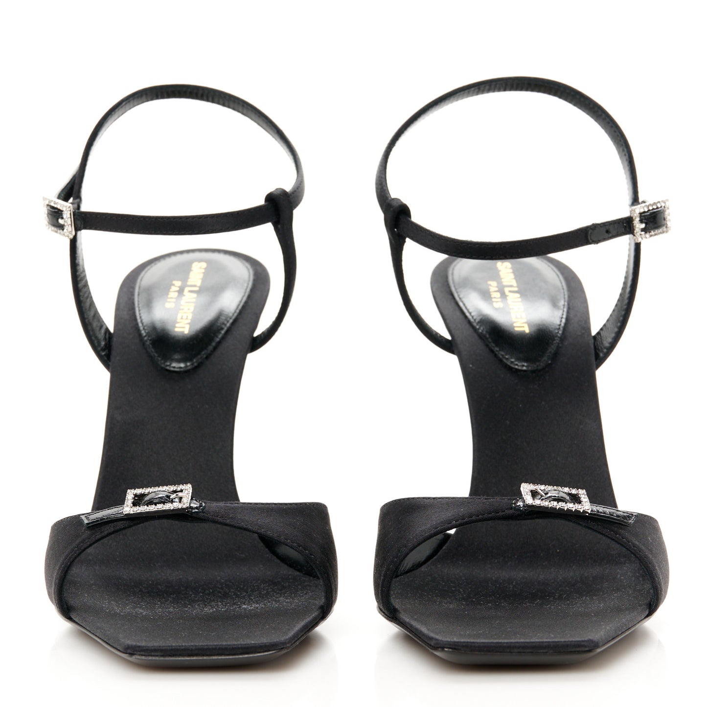 Crepe Satin Melody 105 Ankle Strap Sandals 37 Black