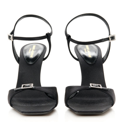 Saint Laurent Crepe Satin Melody 105 Ankle Strap Sandals 37 Black 3 of 9