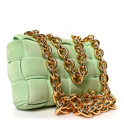 Bottega Veneta Suede Maxi Intrecciato Padded Chain Cassette Crossbody Bag Wasabi 3 of 9