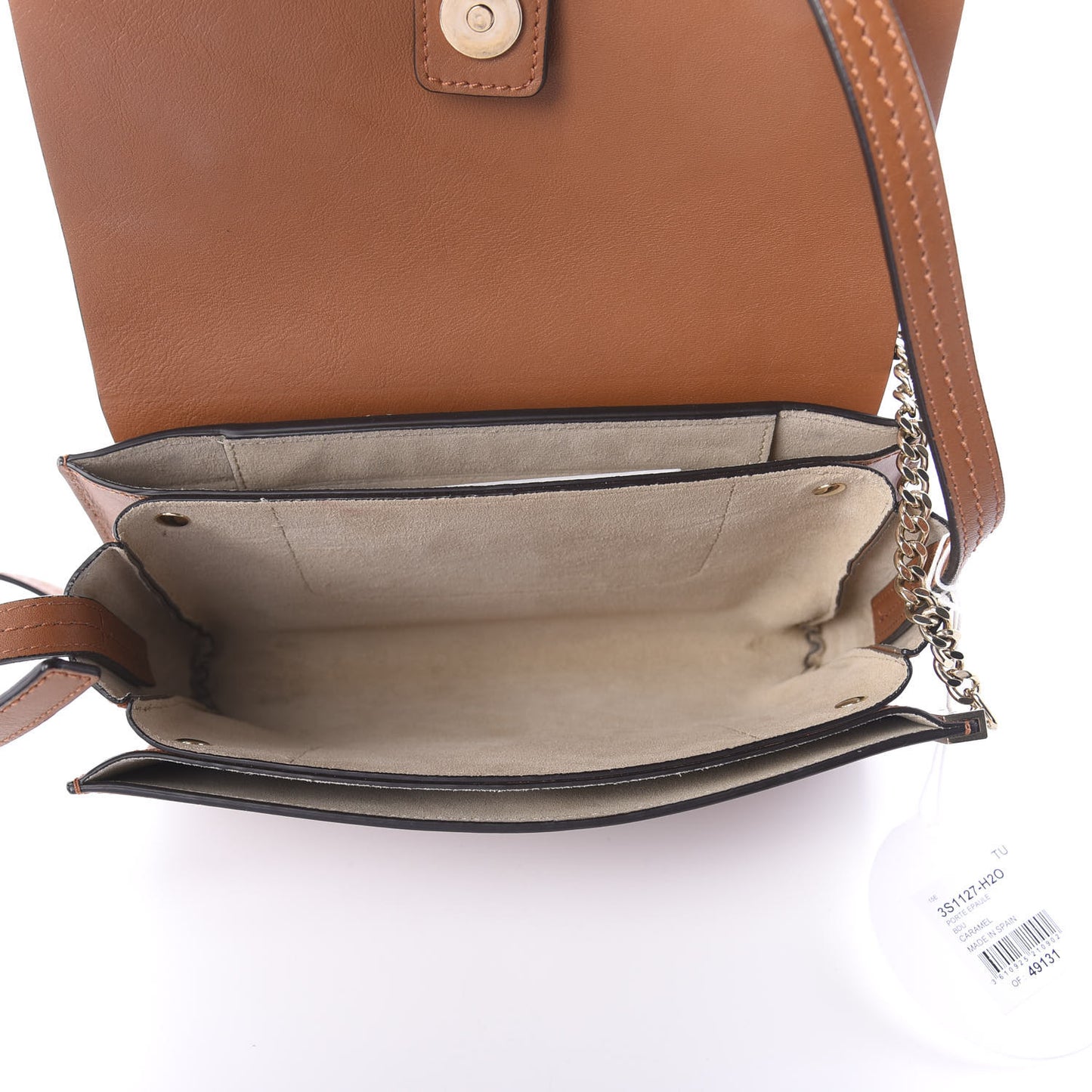 Suede Calfskin Small Faye Shoulder Bag Tobacco