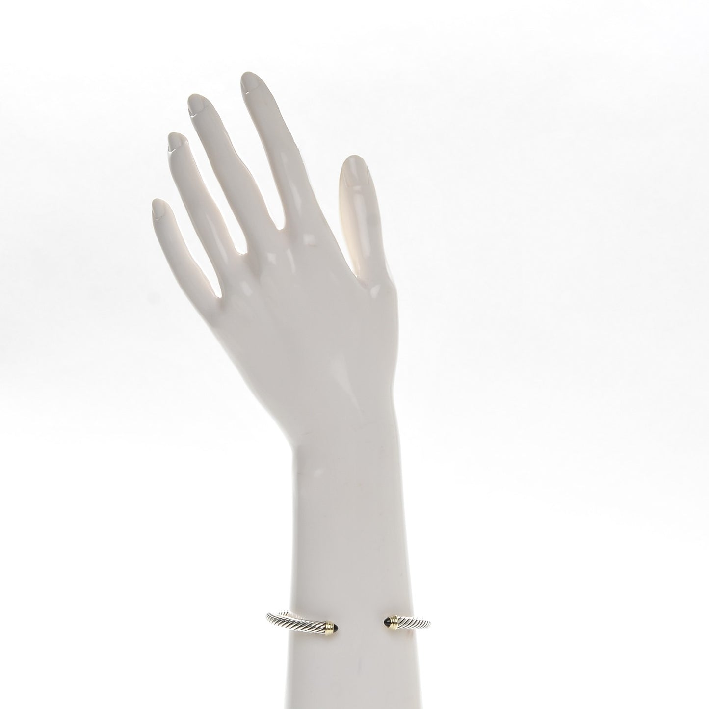 Sterling Silver 14K Yellow Gold Black Onyx 5mm Cable Classics Petite Color Bracelet