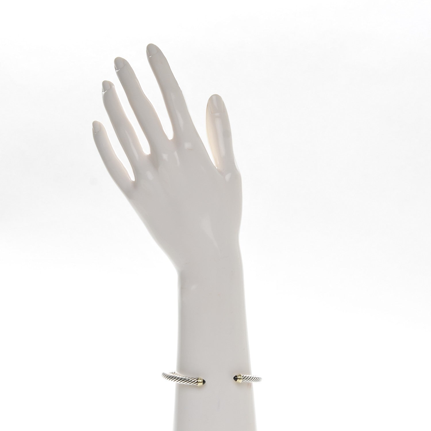 David Yurman Sterling Silver 14K Yellow Gold Black Onyx 5mm Cable Classics Petite Color Bracelet 2 of 4