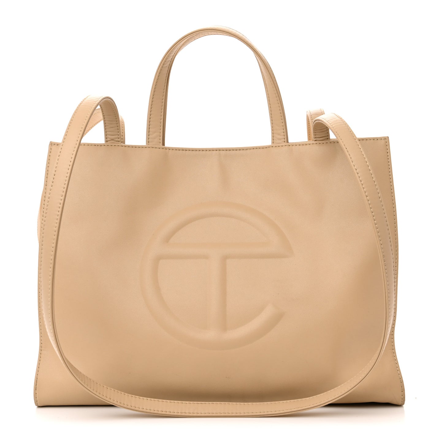 Vegan Leather Medium Shopping Bag Cream