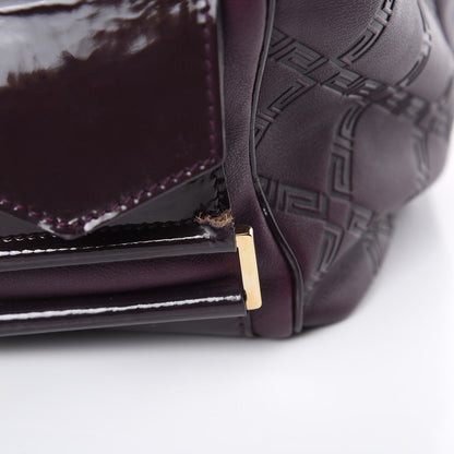 Versace Calfskin Greca Argyle Embossed Patent Medusa Bowler Satchel Purple 12 of 12