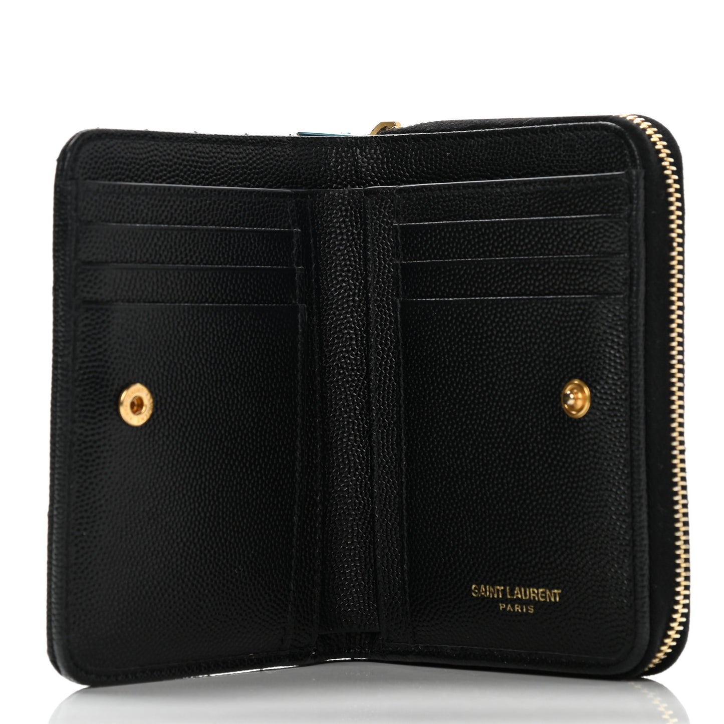 Grain De Poudre Matelasse Chevron Monogram Compact Zip Around Wallet Black
