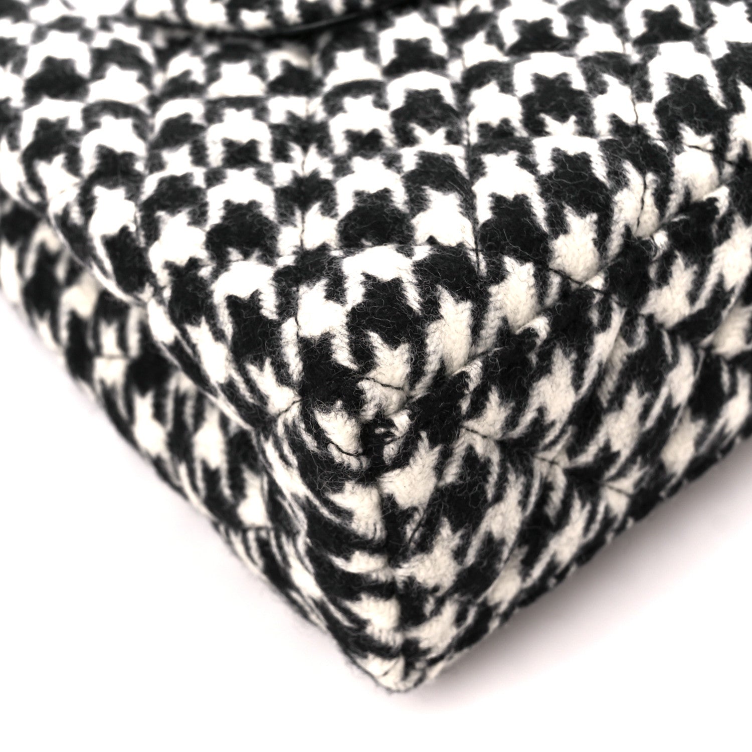 Chanel Tweed Houndstooth Quilted Nano Kelly Shopper Black White 9 of 11