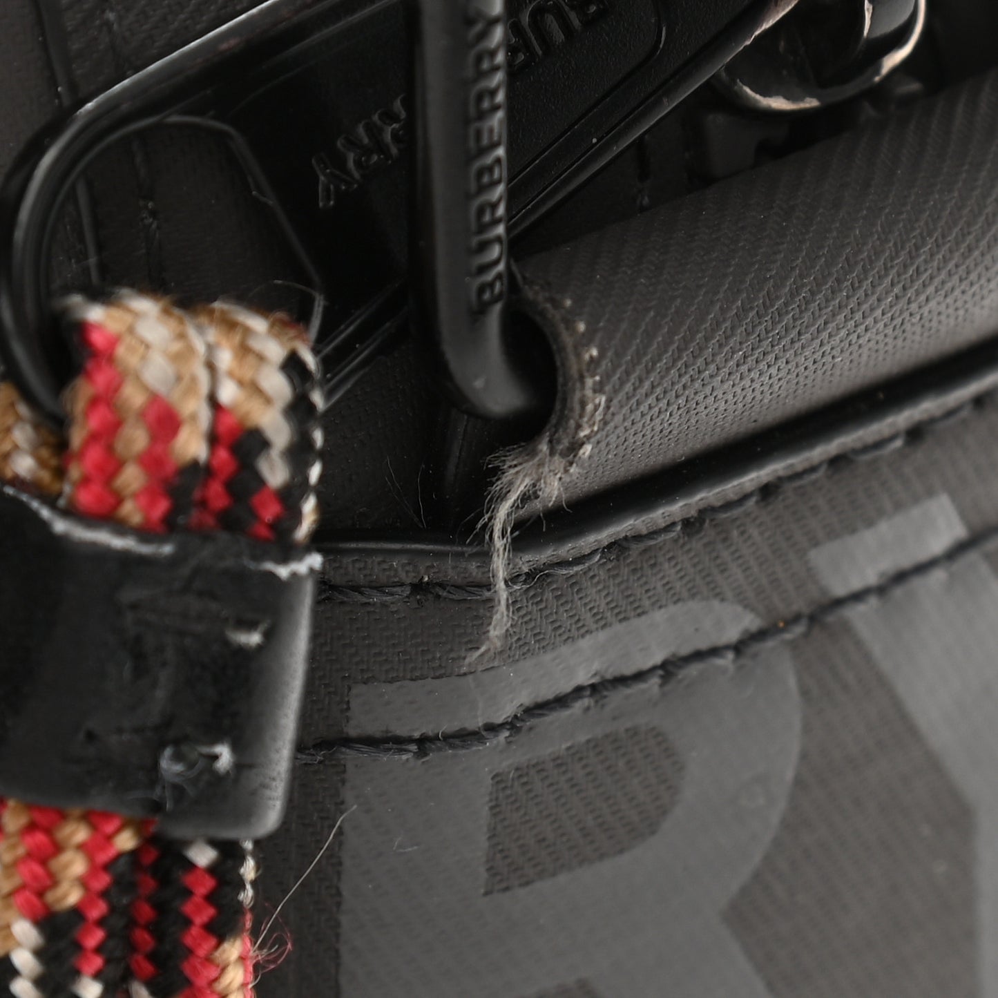 Cotton Canvas Horseferry Print Crossbody Bag Black