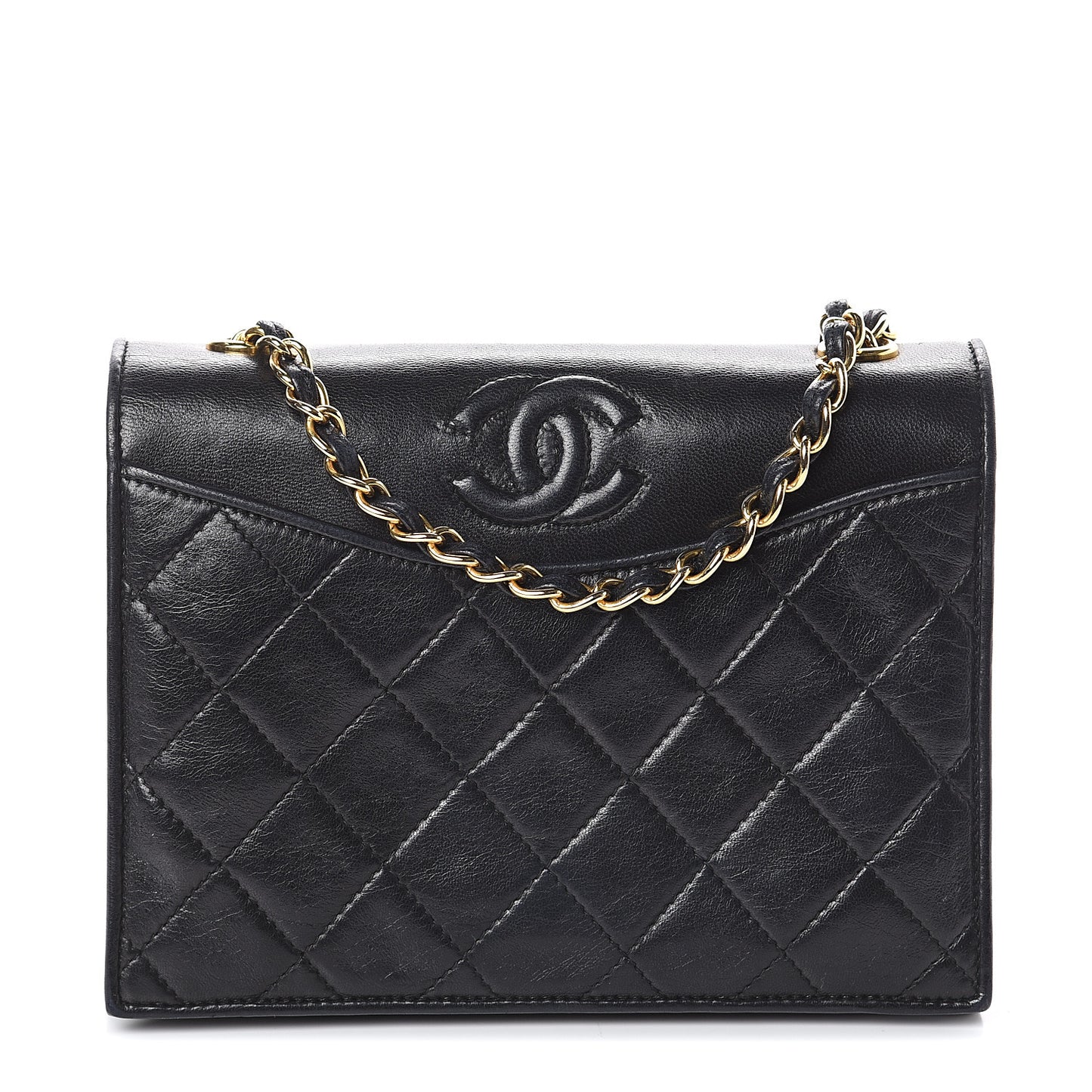 Lambskin Quilted CC Small Single Flap Black