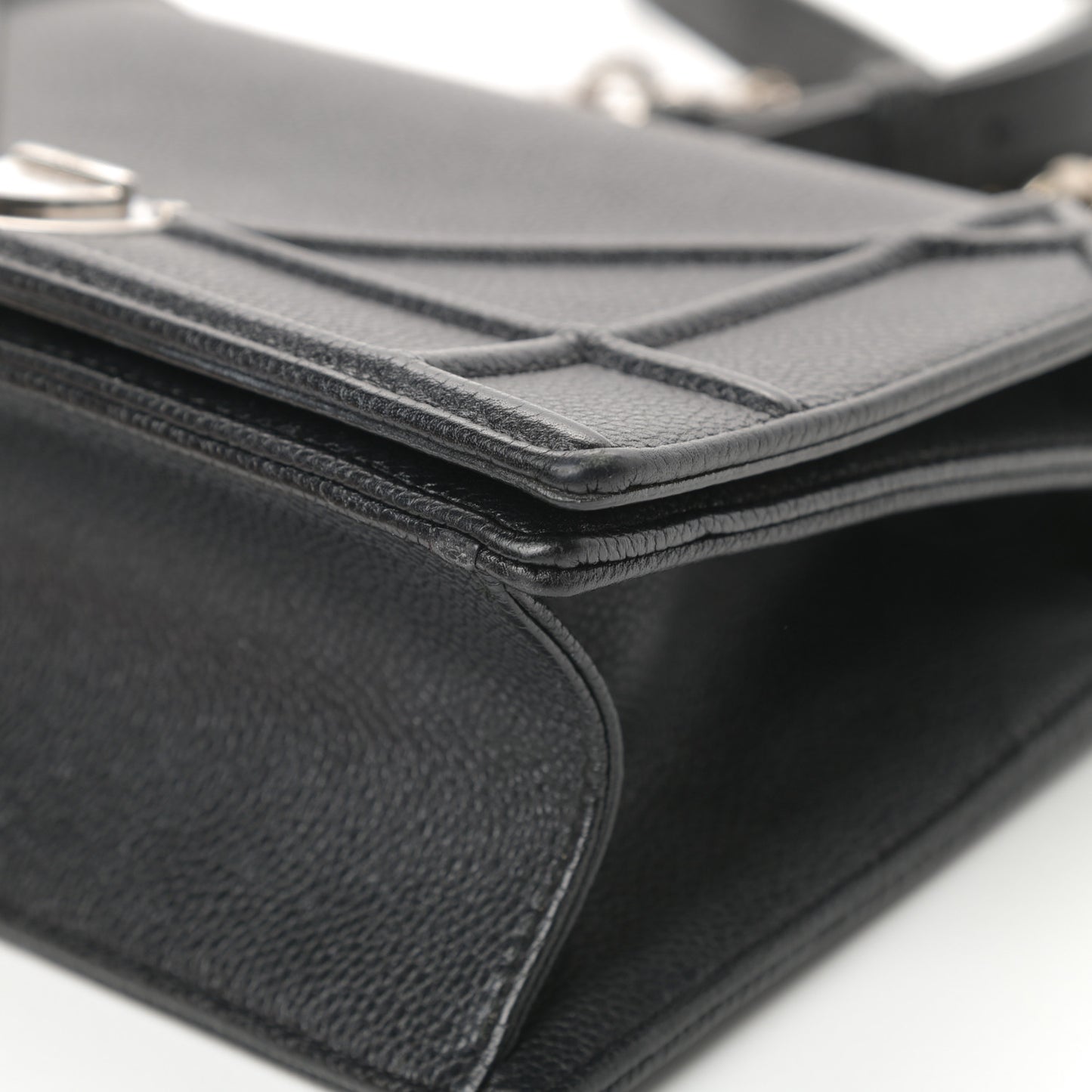 Grained Calfskin Small Diorama Flap Bag Black