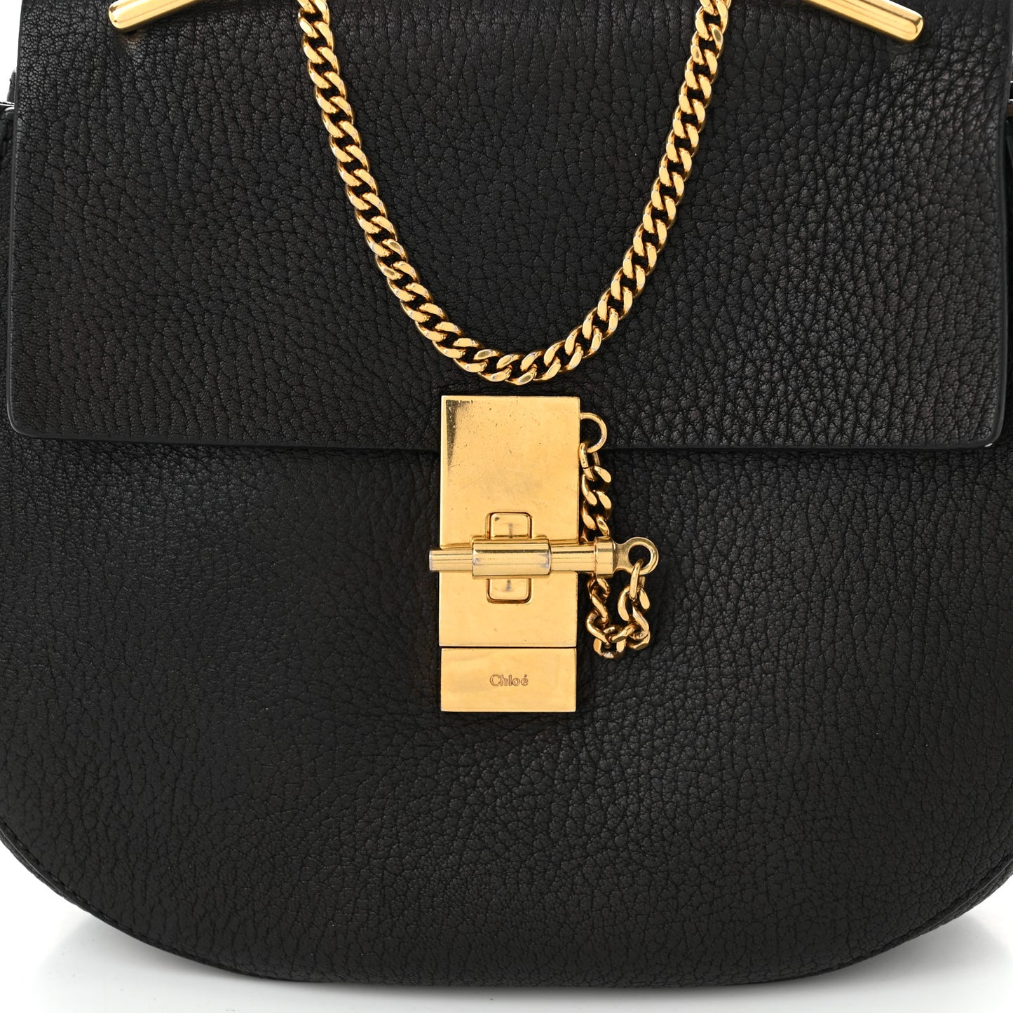 Grained Lambskin Drew Shoulder Bag Black