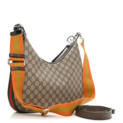Gucci GG Supreme Monogram Textured Calfskin Web Large Attache Shoulder Bag Beige Ebony New Acero 3 of 9