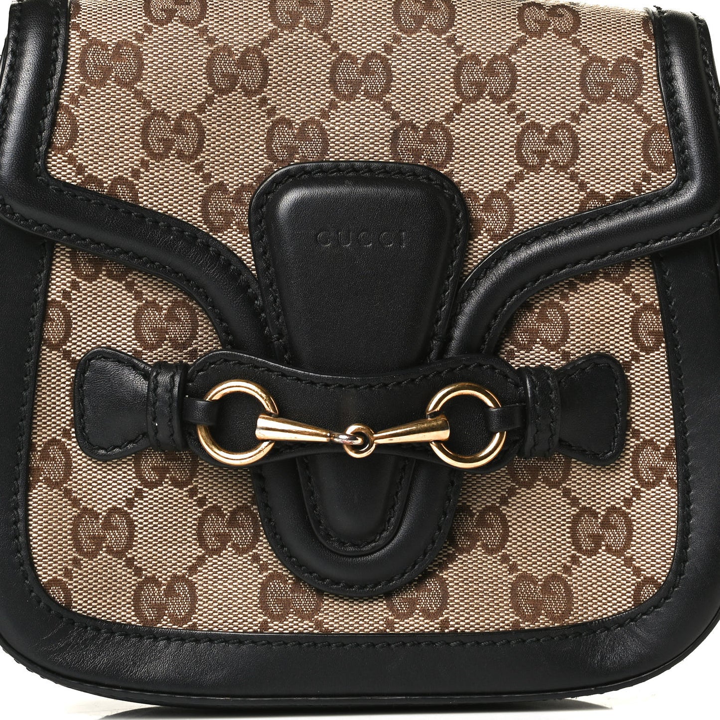 Monogram Small Lady Web Shoulder Bag Beige Black