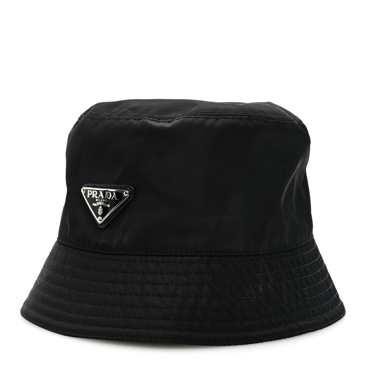 Re-Nylon Metal Triangle Logo Womens Bucket Hat M Black