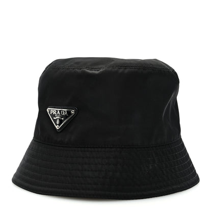 Prada Re-Nylon Metal Triangle Logo Womens Bucket Hat M Black 1 of 9
