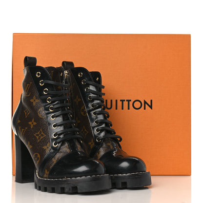 Louis Vuitton Patent Calfskin Monogram Star Trail Ankle Boots 37 Black 10 of 10