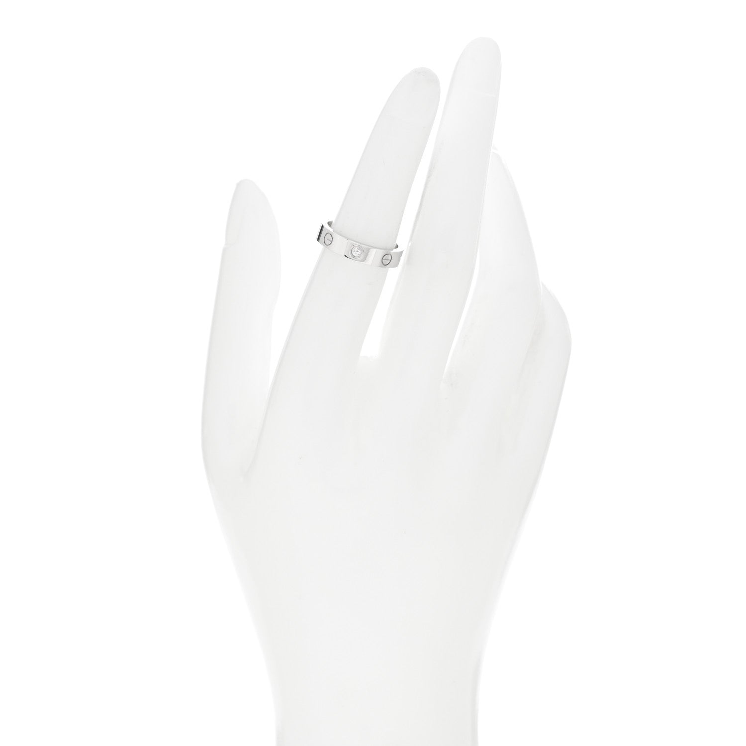 Cartier 18K White Gold Diamond 4mm LOVE Wedding Band Ring 51 5.75 2 of 5