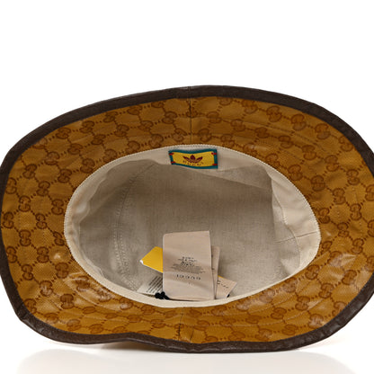 Gucci X ADIDAS Crystal Monogram Textured Dollar Calfskin Trefoil Embroidered Stefanos Bucket Hat 57 Mid Natural New Acero 7 of 9